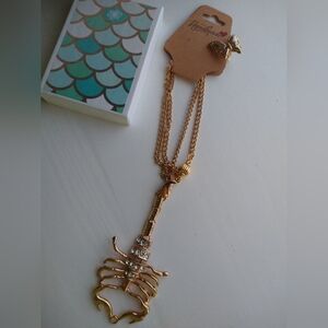 Gold Necklace with Butterfly Clip NWT
